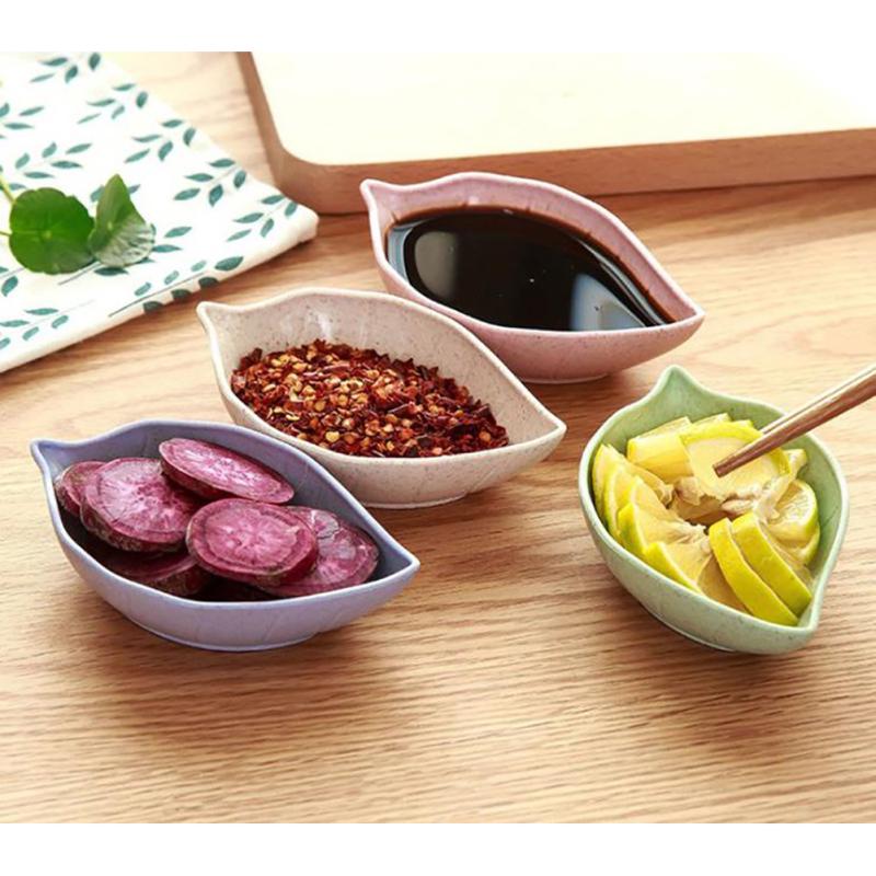 Wheat Straw Leaf Shape Sauce Dipping Seasoning Dish for Snacks Pickles