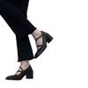 Sheepskin version~ Mary Jane high heels women's thick heels professional commuting comfortable versatile small leather shoes cross strap single shoes