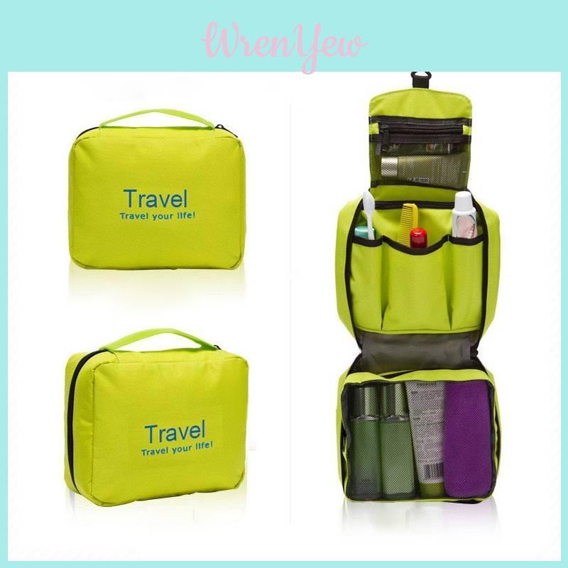 Spacious Travel Cosmetic Bag Cube Shaped High Density Oxford Cloth For Bathroom Bedroom