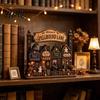 Solid Wood Tabletop Ornaments 2D Wooden Halloween Village Figurine Spellbound Lane Haunted House Decoration with Easy Assembly Free Decor Witch