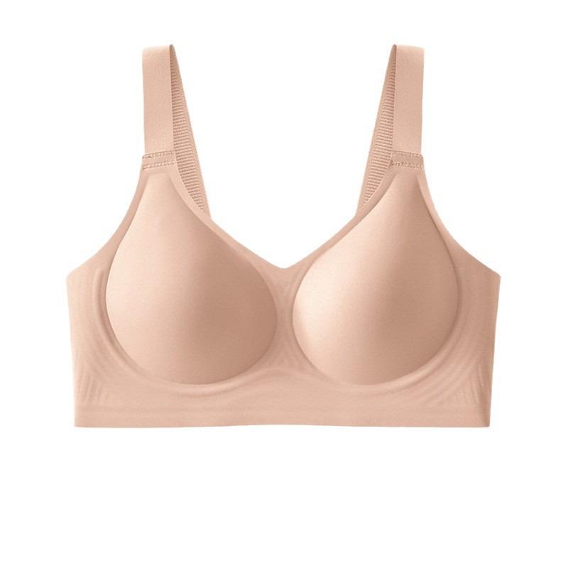 Jelly-style Underwear with Soft Support, Seamless Wide Shoulder Straps, Cup Fixation, Double Breast Reduction, Without Steel Rings.
