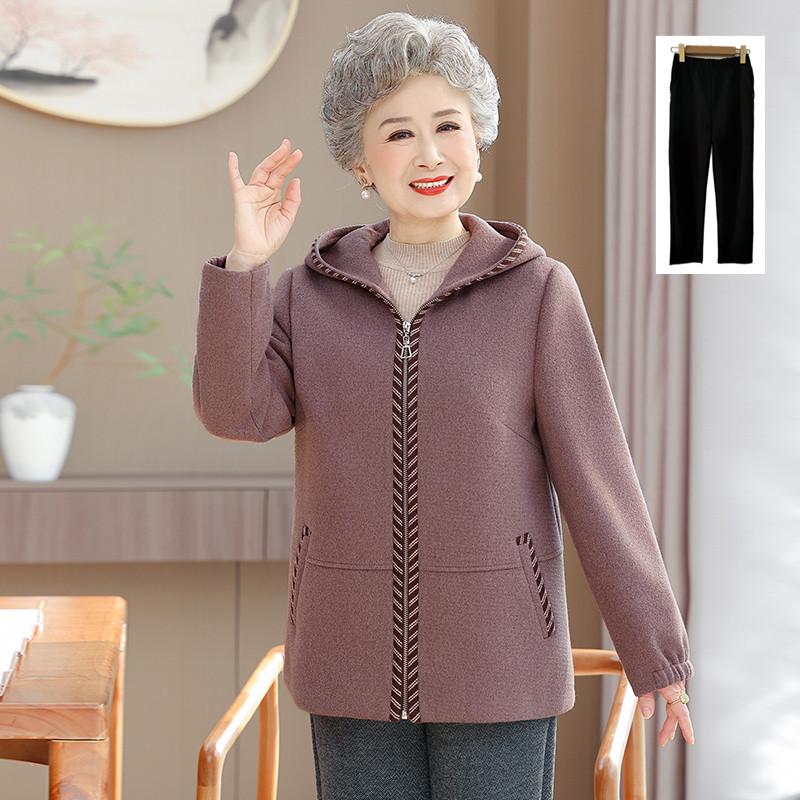 Grandma's New Spring Wool Coat for Elderly Women - Stylish Autumn and Winter Wear