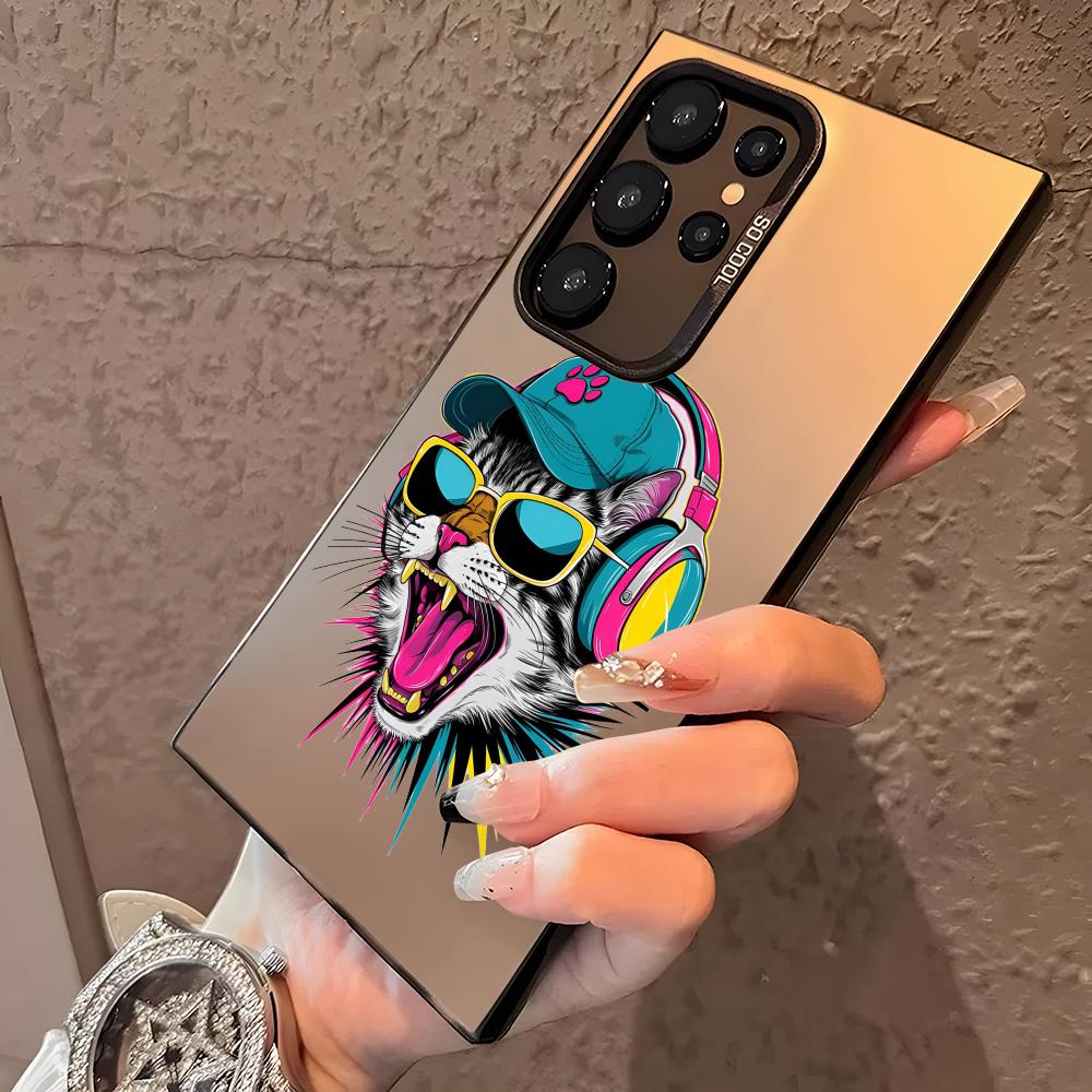 Cute Cat and Dog Phone Case For Samsung Galaxy S25 Edge S24 S23 S22 S21 S20 Ultra Funda Silicone Silver Cover
