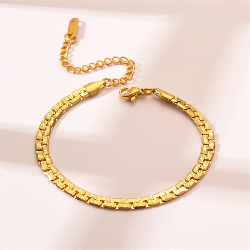 316L Stainless Steel New Fashion High  Woven Flat Chain Geometric Women's Bracelet Gift