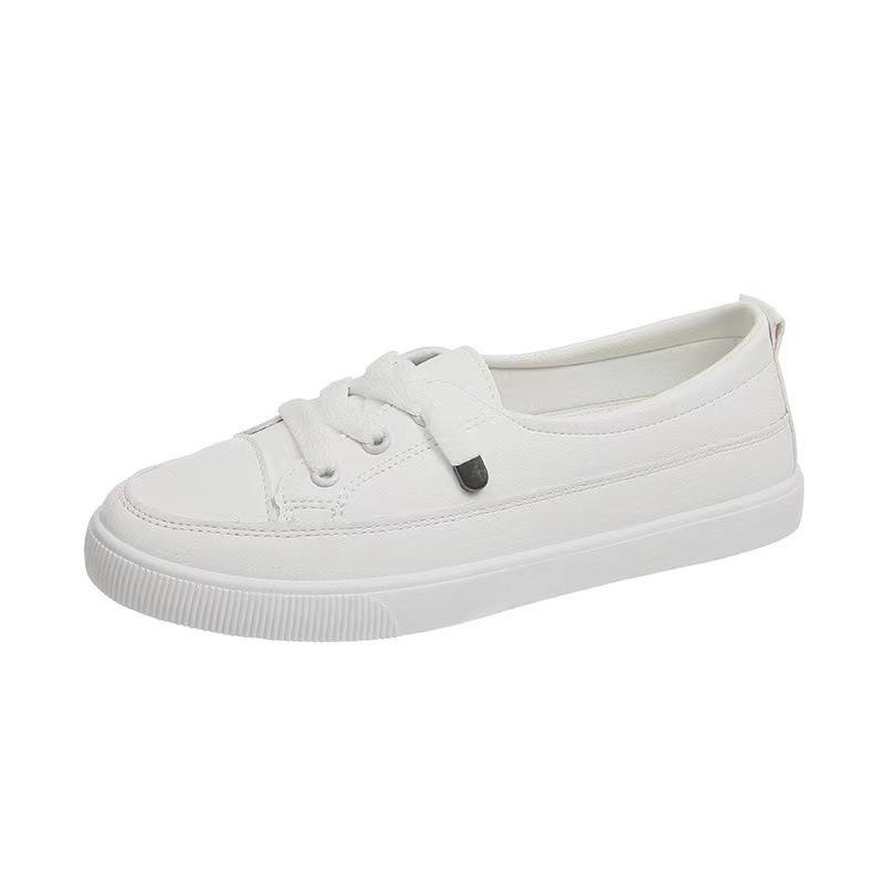 

Little white women s shoes spring and summer leather surface waterproof versatile leisure college style sports shoes soft sole height increase 35 белый