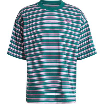 Striped Crew Neck Casual Loose Short Sleeve T-Shirt Men Tops Forest-Green JC6521