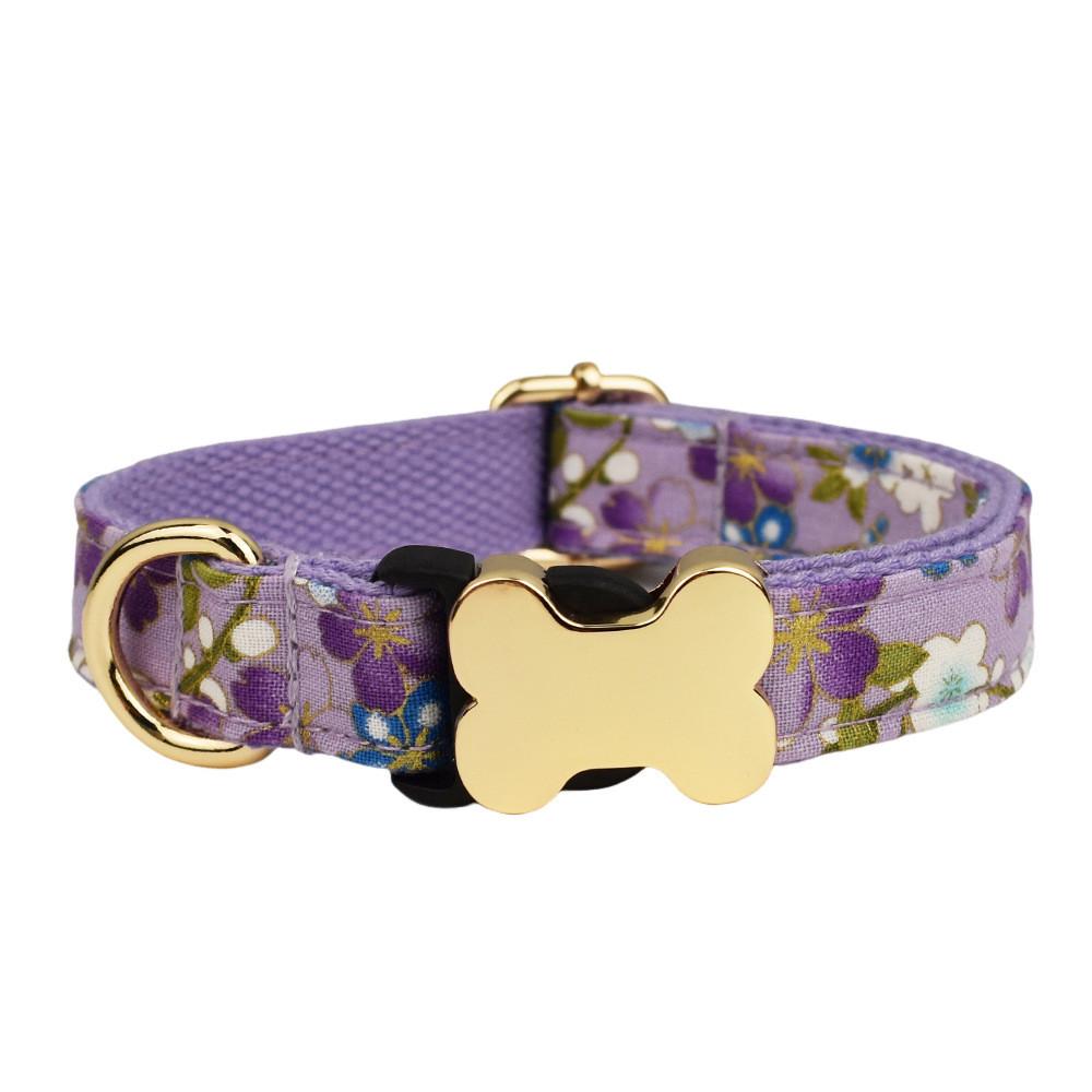 Pet Dog Collar With Printed Design And Bone Decoration For Small Medium Large Pets