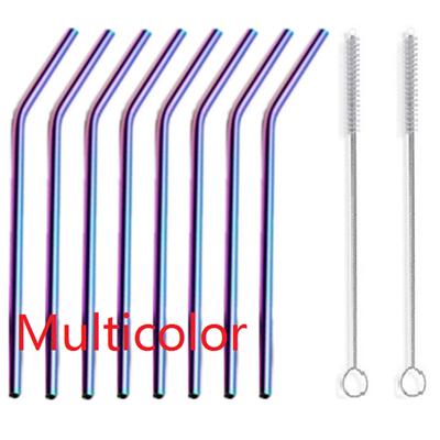 Metal Straw Reusable Drinking Straws Stainless Steel Bag Straw 8pcs Straws + 2pcs Brushs + 1pcs Bag Barware