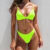 2 Pcs/Set Swimwear Set Solid Color Simple Quick-drying Classic Summer Bikini