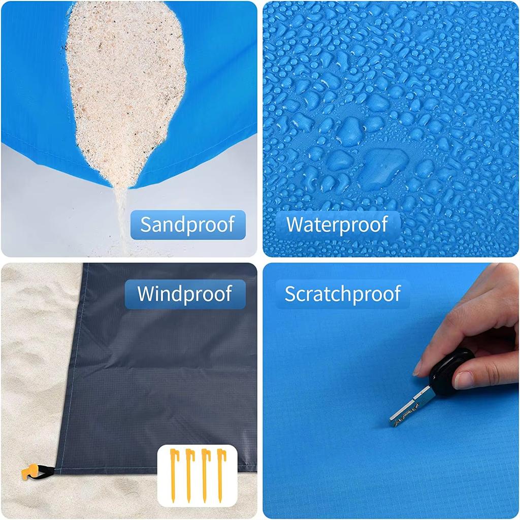 Waterproof Sand Proof Beach Mat For 3 Adults Outdoor Picnic Travel Camping Hiking Durable Portable Lightweight