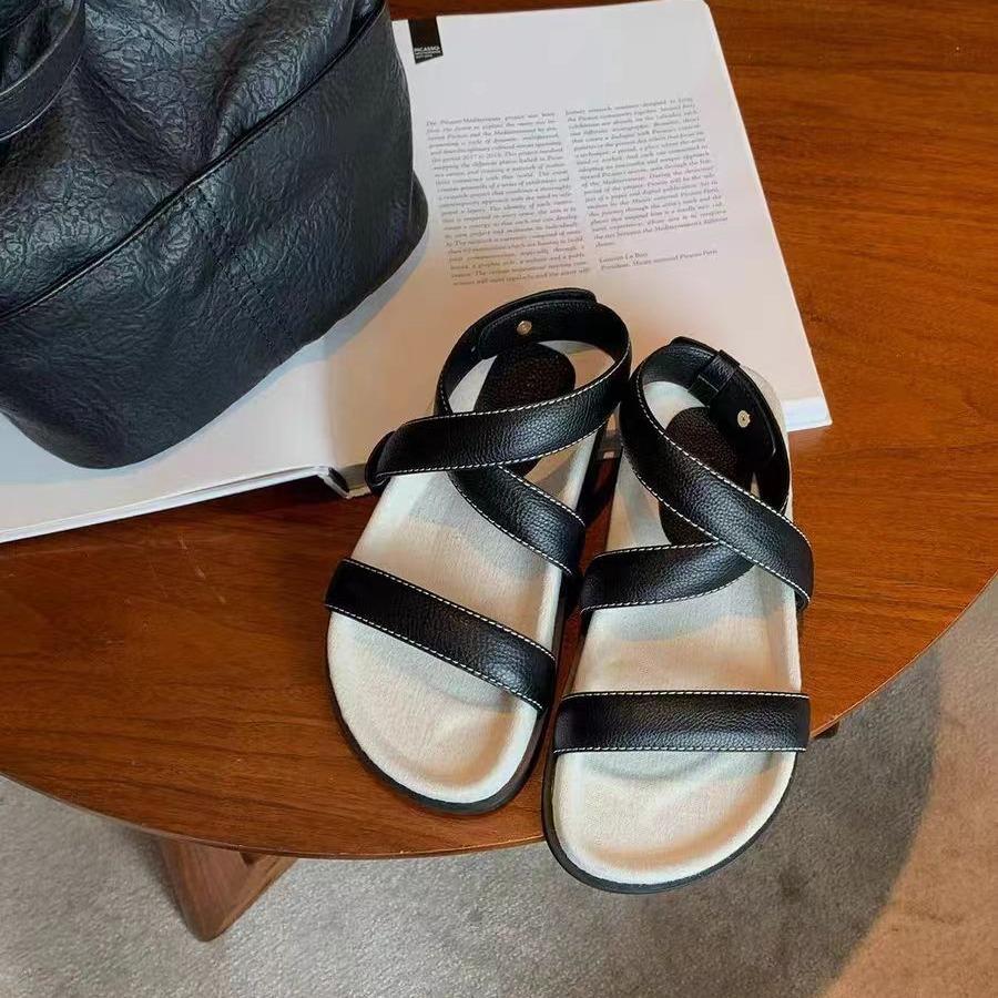 Grape mother Internet celebrity with the same style, island diary~ fashionable open toe cross with beach versatile Roman sandals women's summer