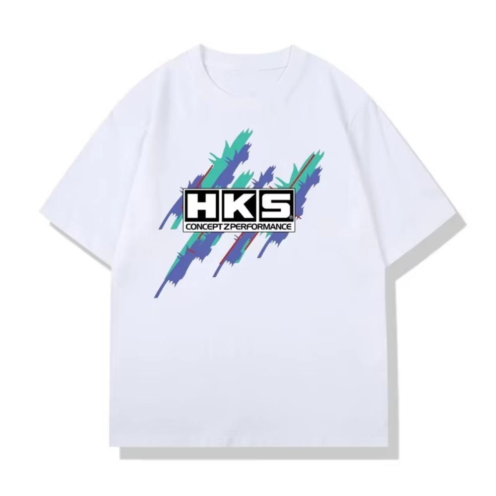 HKS Graphic Printed T-shirt Men Women Casual Fashion High Street Y2K Short Sleeve Top Tee Shirt Summer Breathable Loose T-shirt