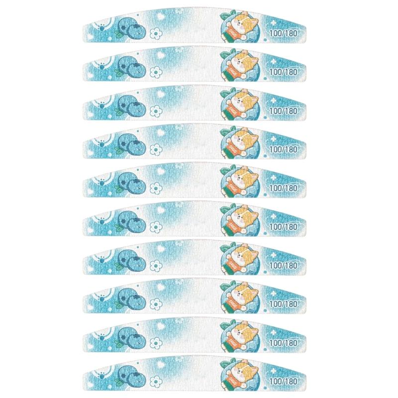 10Pcs Professional Nail Files,Emery Board Nail File for Natural Nails 100/180 Grit Nail File Acrylic Nails Manicure Tool