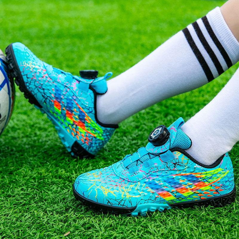 Girls' football shoes, children's rotating button broken nail sneakers, boys' competition training shoes, and older children's running shoes