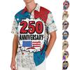 Camiseta de Manga Curta 250º Aniversário Masculina - 1776 - 2026 Camiseta da Bandeira Americana