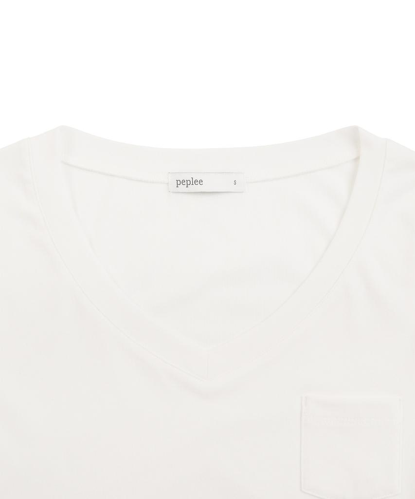 PEPLEE V-Neck Pocket Long Sleeve (White)