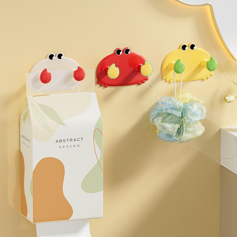 Entzückende Haken in Krabbenform, spurlos klebende Haken für Küche, Wohnzimmer, Studentenwohnheimaufbewahrung, ABS-Kunststoff, mehrfarbig