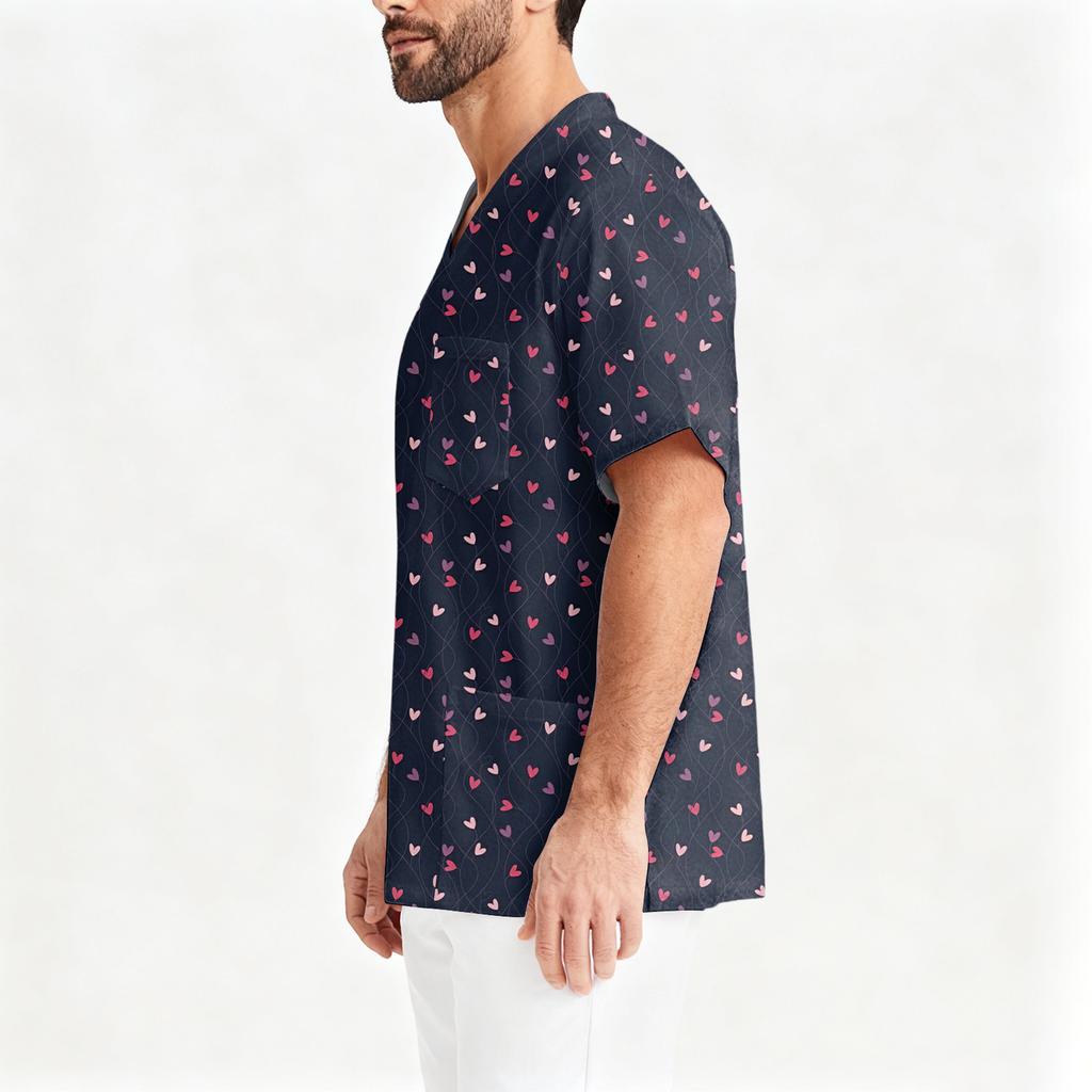 Men's Casual Short,Sleeved V,Neck Printed Front Pocket Top