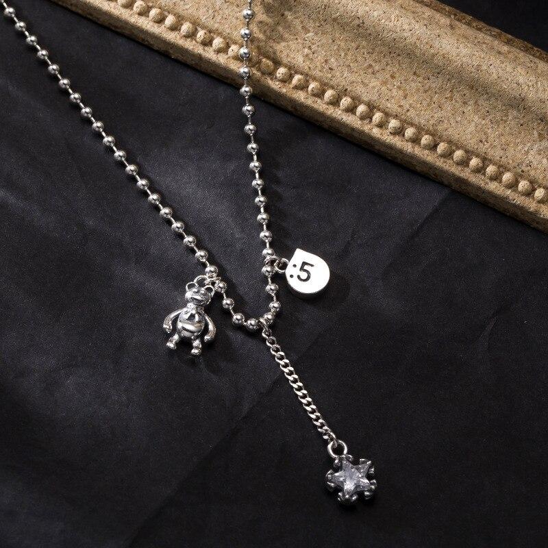 925 argint sterling ursuleț stea zircon pandantiv colier din argint thailandez cu lanț lung colier ciucuri pentru femei bijuterii cadouri S -N648