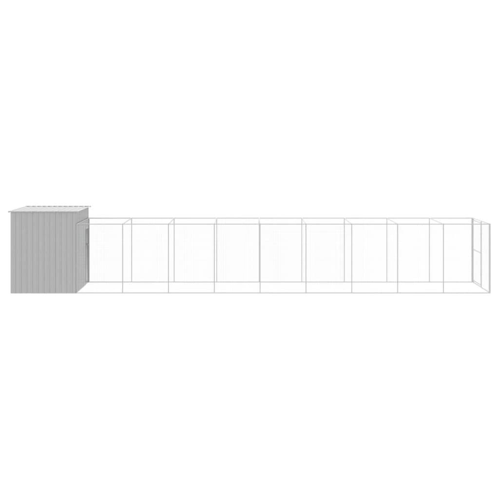 Vidaxl Buda Dla Psa, Z Wybiegiem, Jasnoszara, 214X1069X181 Cm, Stal