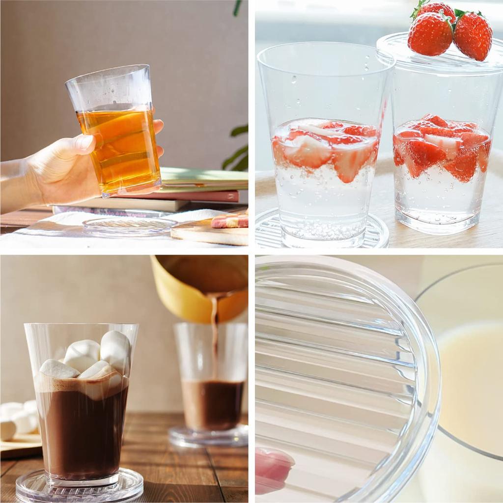 Official Takeya 5-Piece Chair Cup Set, 380ml, Resin Plastic, Shatter-Resistant, with Lid and Coaster, FRESHLOK, Heat-Resistant, Cold-Resistant,