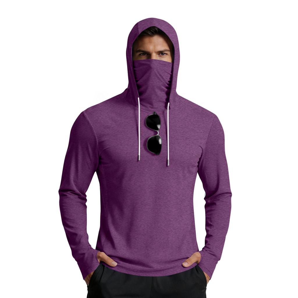 Men Long Sleeve Pullover Hoodie with Adjustable Drawstring Hood Casual Athletic Fit Lightweight Top for Daily Wear