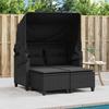 Vidaxl 2-Os. Sofa Ogrodowa Z Daszkiem I Podnóżkami, Czarna, Rattan Pe
