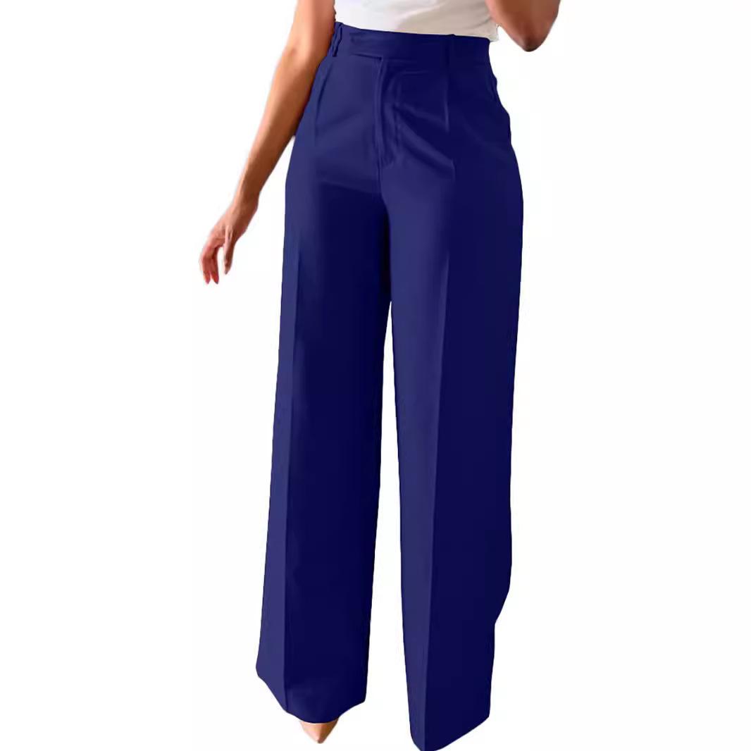 

European and American Women s High-Waisted Wide-Leg Commuter Pants XXL синий
