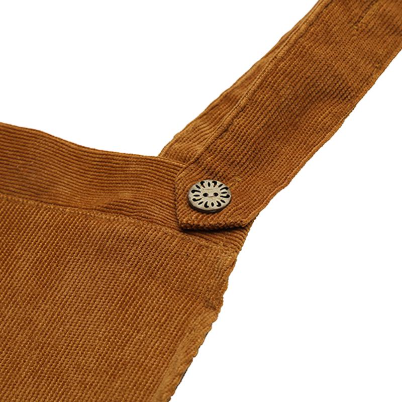 FASHION New Fashion Women Corduroy Vintage Dress Pocket Casual Strap Autumn Winter Loose Vest Overall Dress