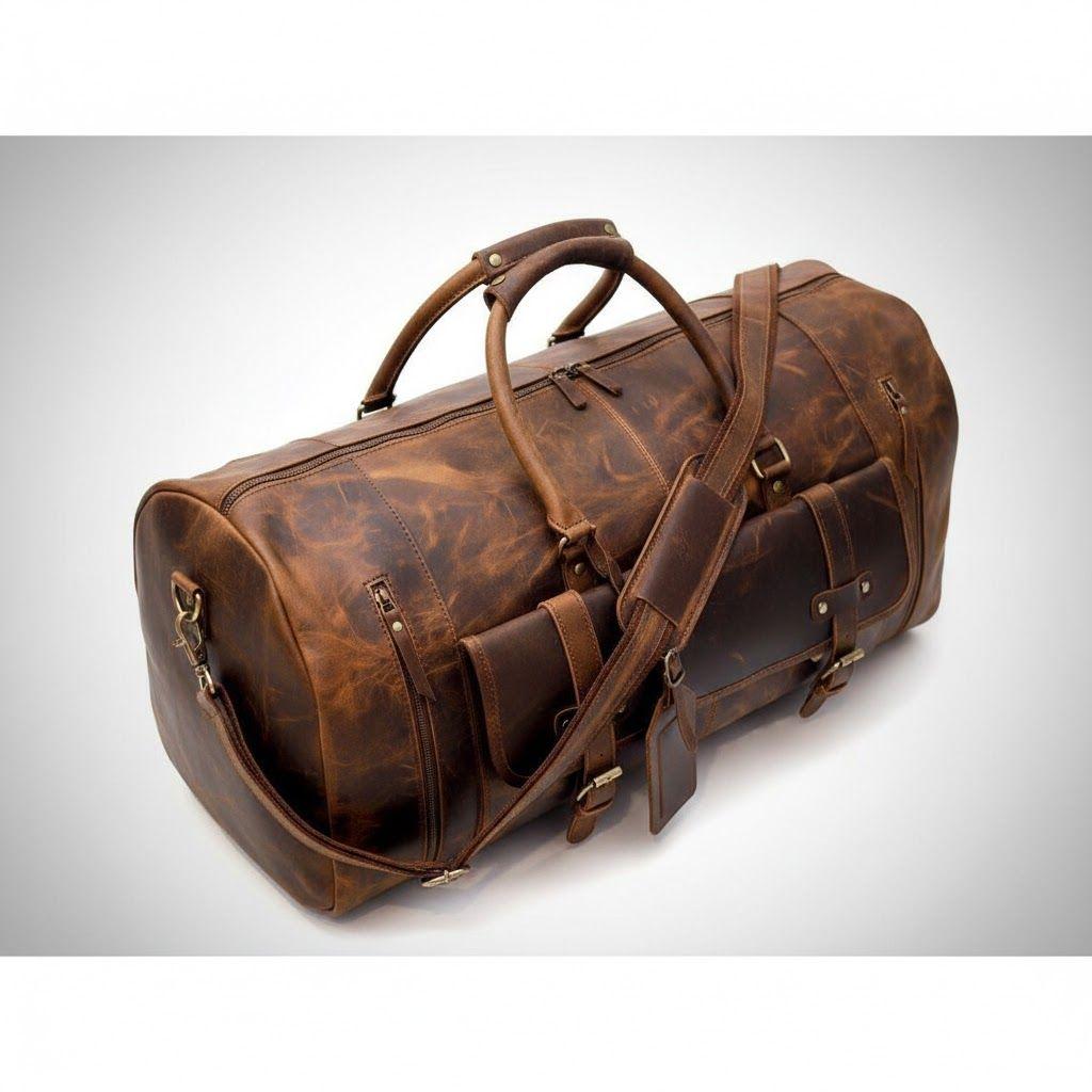 Handmade Leather Travel Bag Duffel Gym Bag, Leather Holdall, Overnight Duffel, Weekend Duffel, Large Luggage Unisex Gift