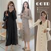 2025 High-End French Style Autumn Maternity Knit Dress with Sweet Doll Collar