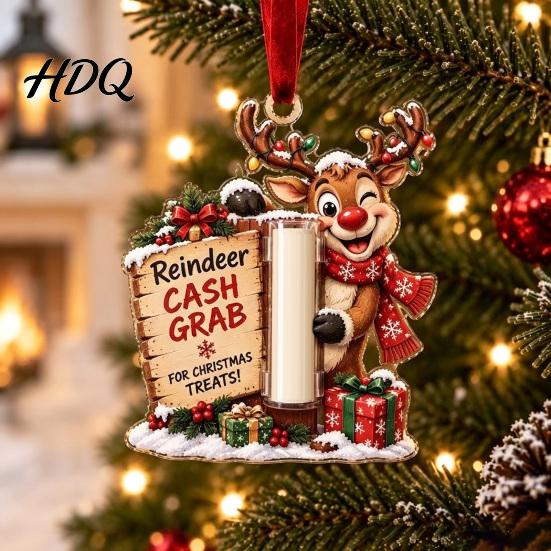 DIY Holiday Cash Gift Money Present Christmas Acrylic Holder Ornament Clear for Cash Funny Back
