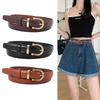 Womens Versatile Thin Belt Ins Style Simple Black Jeans Fashion Casual Decorative