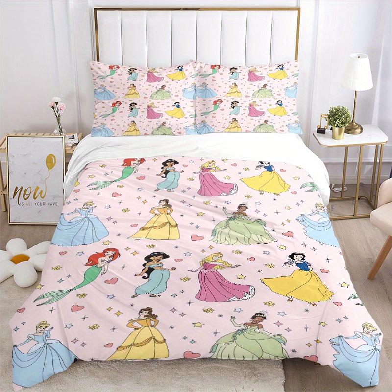 3pcs Disney Princesses Pattern Printed Quilt Set - Soft and Comfortable Quilt Cover for Bedroom, Guest Room and Dormitory Decorative Bedding Set
