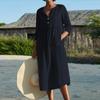 Explosion Style Loose Dress Summer Regular Sleeves Single-breasted Cotton and Linen Summer Casual Women's Clothing