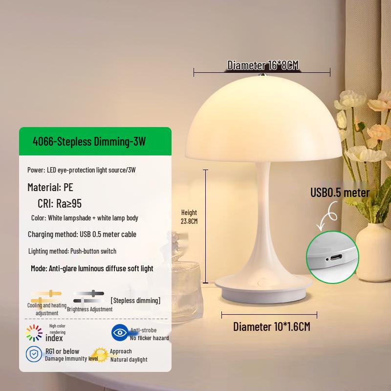 Nordischer Cremestil Berührungs-Pilz-Tischlampe - Modernes Augenschutz-Nachttisch-Nachtlicht