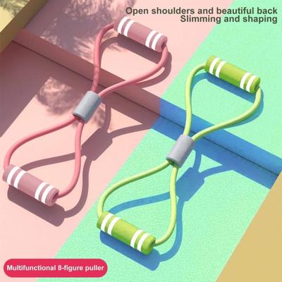 Figure 8 Fitness Resistance Band with Handle Portable Men Women Arm Shoulder Stretch Strength Training Exercise Elastic Strap Tension Rope