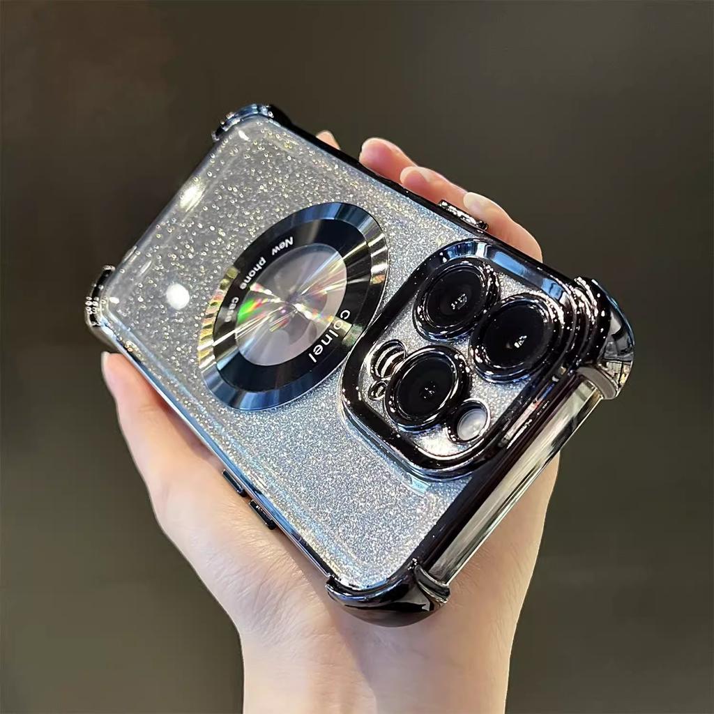 Applicable To iPhone11 Electroplated Four-corner Space Phone Case Apple 11P Gradual Change Glitter Missed Magnetic Suction I11 Soft Cover