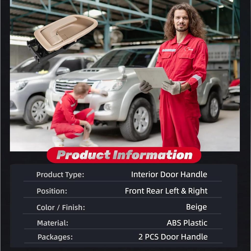 Interior Door Handle Front Rear Left Driver Right Passenger For Toyota Sequoia 2001-2007, Toyota Tundra (Crew Cab Only) 2004-2006, Toyota Avalon