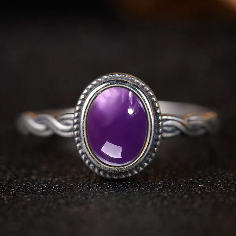 Pierścionek ze srebra sterlingowego z czarnym onykssem Vintage Prosty minimalistyczny styl Okrągły kształt Kamień naturalny Czarny pierścionek Biżuteria dla kobiet