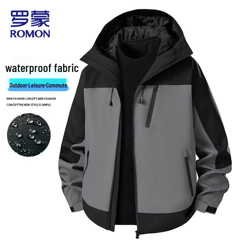 ROMON Men's Spring Autumn Fashion Hooded Jacket
