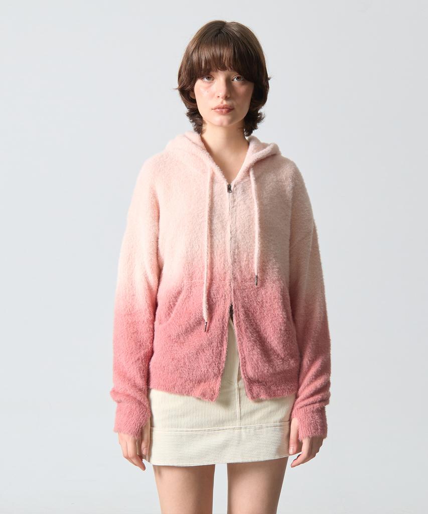 Dimiteulibeullaeg 2Way Essential Gradient Hairy Zip-Up Hoodie_Pink
