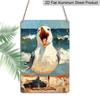 2D Flat, Retro Screaming Seagull Metal Sign - Durable Aluminum Coastal Beach Decor, Beach House Decor, Coastal Kitchen, Nautical Themed Room, Patio