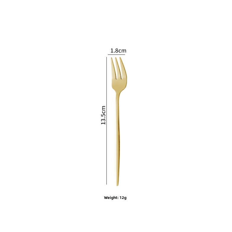 Gold-Plated Portuguese-Japanese Stainless Steel Cutlery Set: Knife, Fork, Dessert Spoon, Chopsticks, Ice Cream Spoon, Fruit Fork