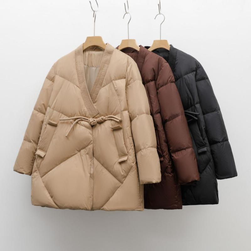 Feather 90 white duck down new national standard women's simple solid color new down jacket women's coat