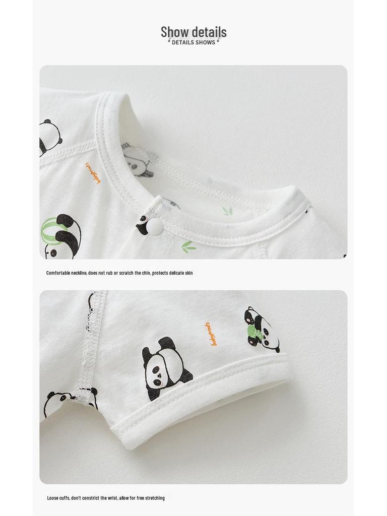 Neugeborenen-Baumwoll-Strampler mit kurzen Ärmeln: Atmungsaktiver, nahtloser Klimaanzug-Anzug