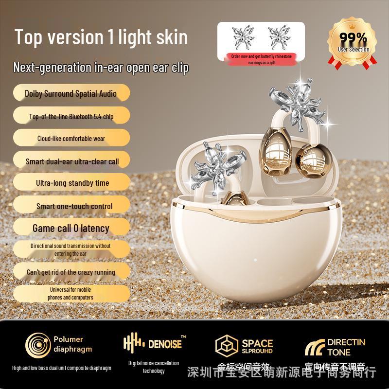 Rovani Bluetooth Ohrclip-Kopfhörer: Trendige Ästhetik, Wolkenkomfort, 5,4 Chip, Kein Ruckeln für Frauen.