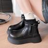 Platform Women Fur Ankle Snow Boots Flats Warm Winter Shoes Fashion Sport Walking Leather Shoes Short Plush Chelsea Boots