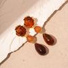 Coffee-Colored Wooden Bead Teardrop Tassel Earrings In Retro Ethnic Style
