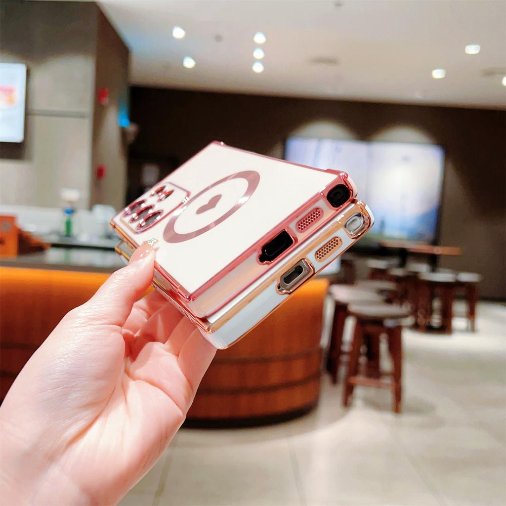 For Samsung Galaxy S23 Ultra Magnetic Case Soft TPU Phone Cover Love Heart Pattern